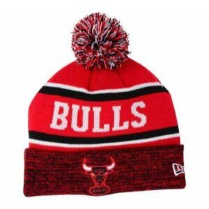 Chicago Bulls NBA Cuffed Knit Beanie Hat Toque W/Pom New Multi Color Cuff Adult